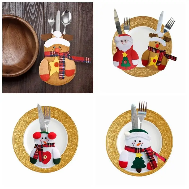 1pcs/2pcs Christmas Fork Spoon Pocket Cutlery Holder Christmas Decor Bags