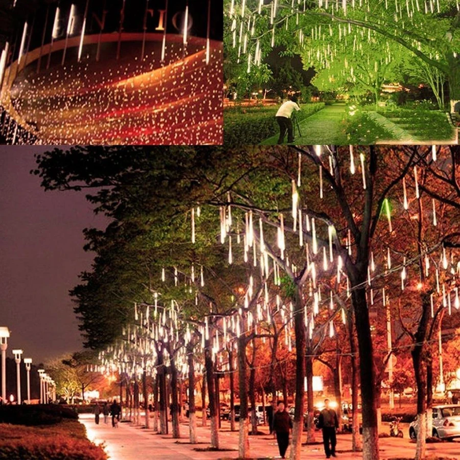 Waterproof Holiday Lights 30cm 50cm Meteor Shower Rain Tubes Led Light Lamp 100-240V Christmas Wedding Garden Party String Light