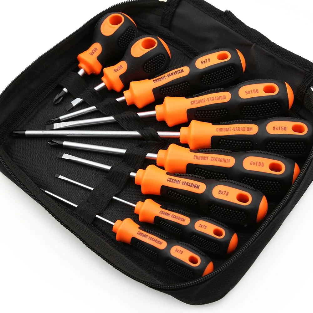 

Screwdriver Set Phillips and Flathead 9pcs Long and Stubby Screwdriver Set with Magnetic Tips and Comfortable Non-skid Handle