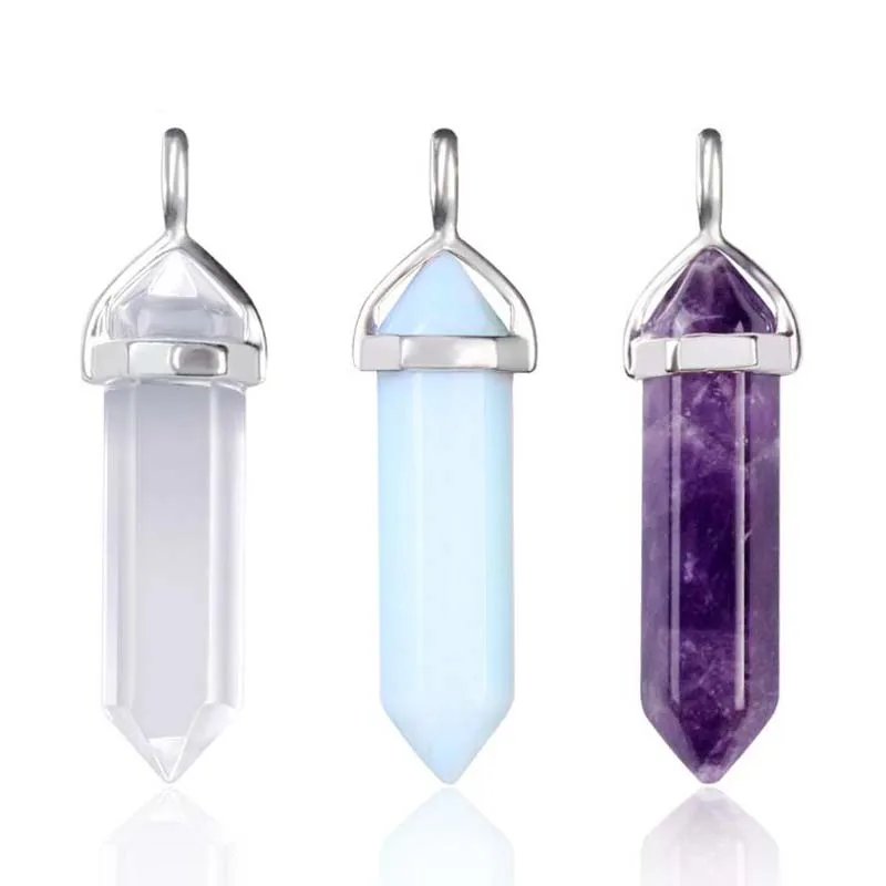 

Fashion 10 Pcs/Lot Crystal Nature Agate Hexagonal Column Shape Charms Necklace Pendants Fashion Jewelry Finding Gifts