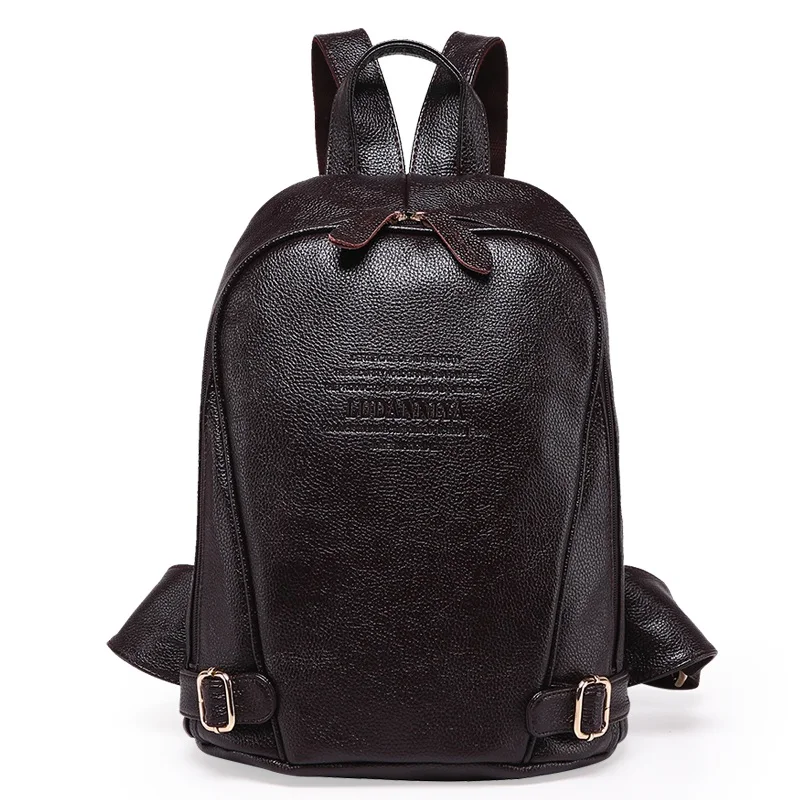 Женский рюкзак из натуральной кожи с тиснением для колледжа, сумка на плечо, женские модные рюкзаки, женский рюкзак, повседневный женский рюкзак - Цвет: Коричневый