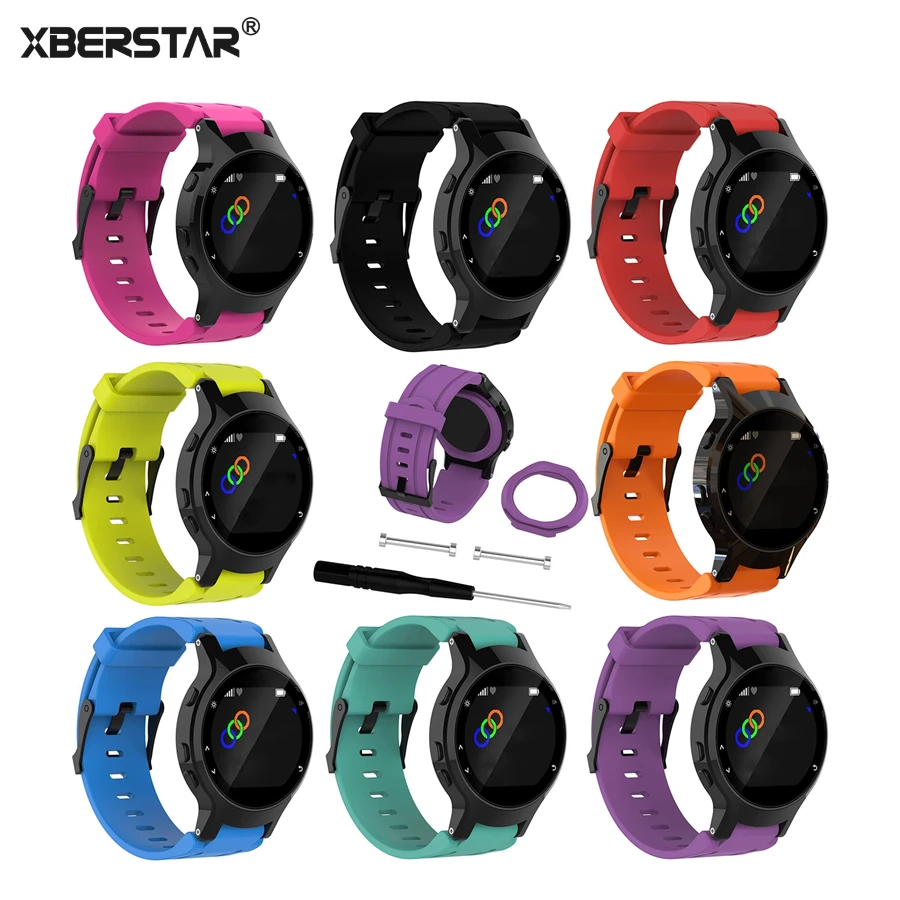 

XBERSTAR Watchband Strap for Garmin Forerunner 225 GPS Running Watch Sports Silicone Rubber Watchband
