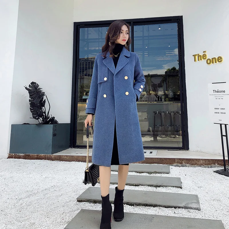 Manteau Droite Et 3 2 1 Femelle Longue Lâche Épaississement Mme De Automne Mode Femmes Section Laine Nouvelle Populaire D'hiver wBgnx
