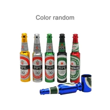 

Large Beer Bottle Type Tobacco Pipe Beer Aluminum Novelty Smoking Pipe Metal Pipe Reggae Metal Pipe Color Random