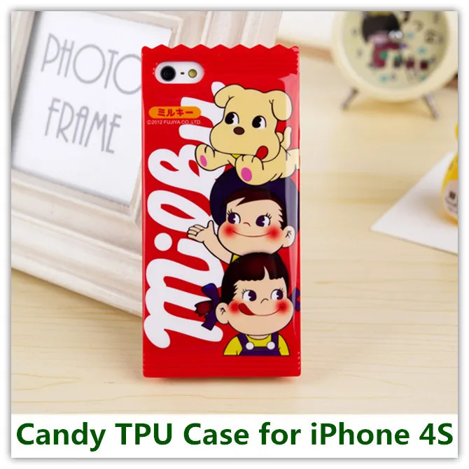 

1PCS Fashion Cute Girl and Boy Milk Sugar Pattern Soft TPU Candy Case for iPhone 4 4S Cellphone Case