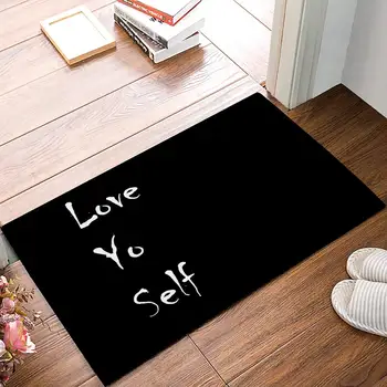 

Love Yo Self - Simple Black And White Door Mats Kitchen Floor Bath Entrance Rug Mat Absorbent Indoor Bathroom