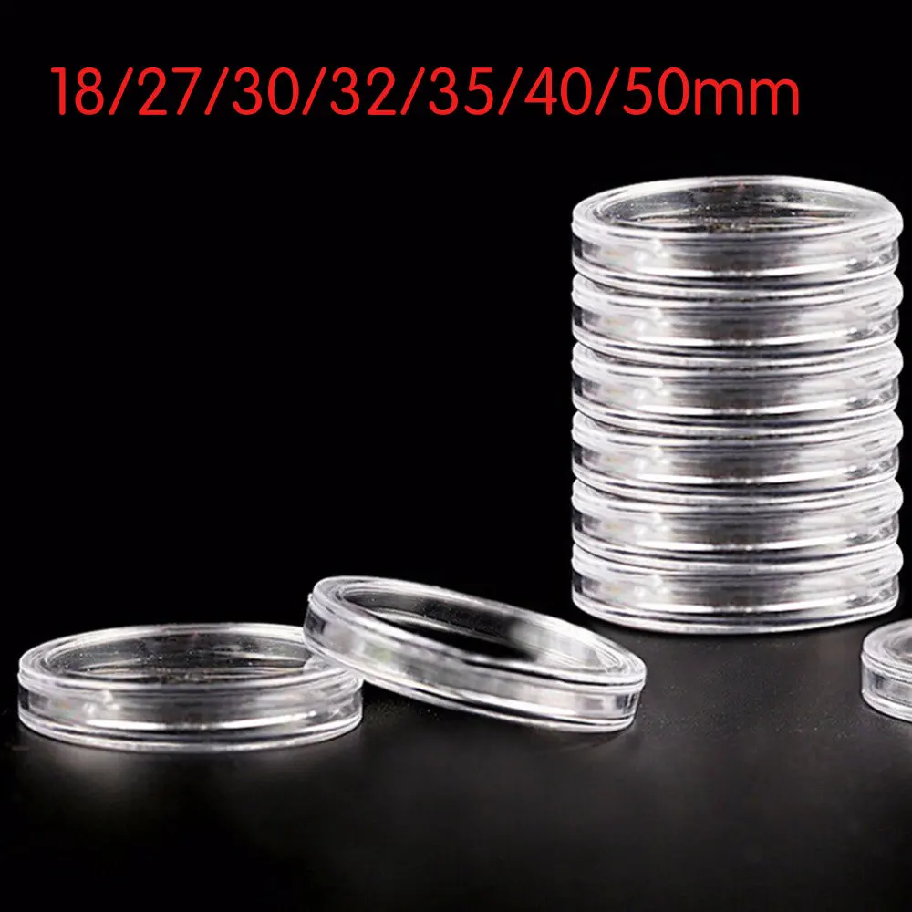 

10Pcs/Box Coin Box Clear 18-50mm Round Boxed Holder Plastic Storage Capsules Display Cases Organizer Collectibles Gifts