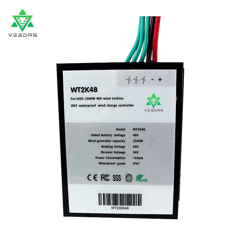 

2000W 48V Wind Turbine IP67 Waterproof Wind Generator Charge Controller with LED display