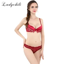 Для женщин высокое качество атлас Кружево Бюстгальтер Push Up Глубокий V ABCD чашка большая Размеры бюстгальтер краткий набор полный Кружево прозрачный стринги Трусики для женщин N202