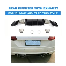 PP Rear bumper Diffuser Lip With Exhaust Tips For Audi TT Standard MK3 Coupe 2 Door Only 2015-2017 TTRS style Car Accessories