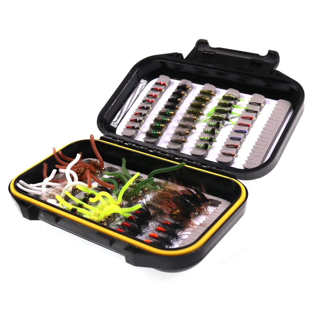 

72/80PCS Waterproof Box Dry/Wet Streamer Wooly Bugger Stonefly Mayfly Royalwulff Scud Buzzer Fly Fly Fishing nymph