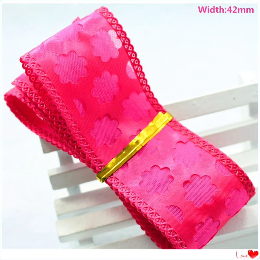 Online Whole Red Flowers List From China Free Shipping New Listing 5 Yards 4 2 Cm Wide Red Bilateral Lace Flower Shape Ribbon