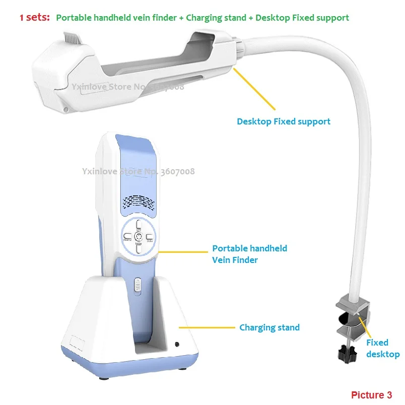 Fixed support +Portable handheld vein finder + Charging stand