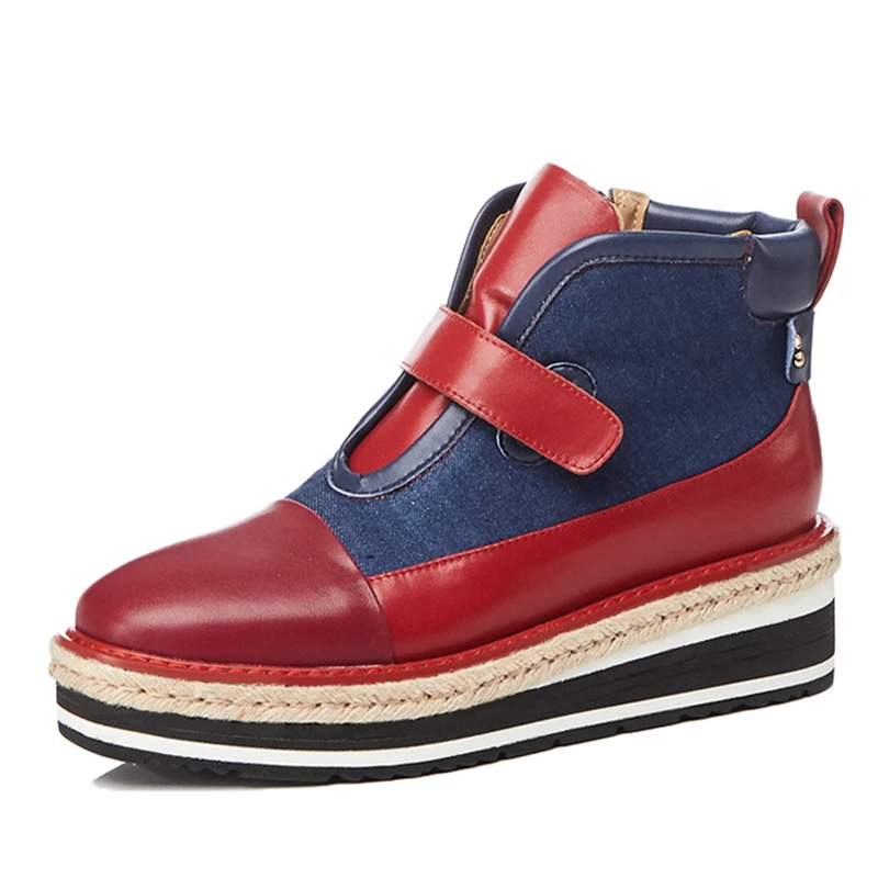 Scarpe le Loop Brown misto cm Stivaletti donne 5 vera 5 Autunno stivali Pu rossa colore Hook New donna alta fodera Doratasia inverno fodera per cunei in di pelle Hqg158w