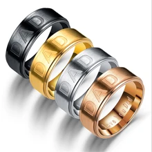 New Arrival Stainless Steel Letter Love Dad Rings for Men Wedding Bands Finger Rings Jewelry Silver Black Rose Gold Color Gift tailor made luxury western rose gold color inlay health surgical stainless steel wedding bands rings sets