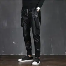 Мужские кожаные брюки осень и зима толстые свободные Harlan мужские зауженные брюки тонкие корейские мотоциклетные обтягивающие брюки с эластичным поясом