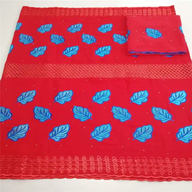 

Newest Red African Cotton Lace Fabric High Quality Swiss Voile African Cotton Lace Fabric For Party Dress 5+2 Yards! LYF6263