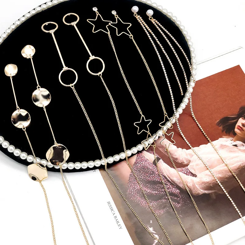 

2019 Set statement earrings Earrings Necklace Integrated Long Paragraph Hanging Neck Ear Chain Piece Party Gift tassel earrings