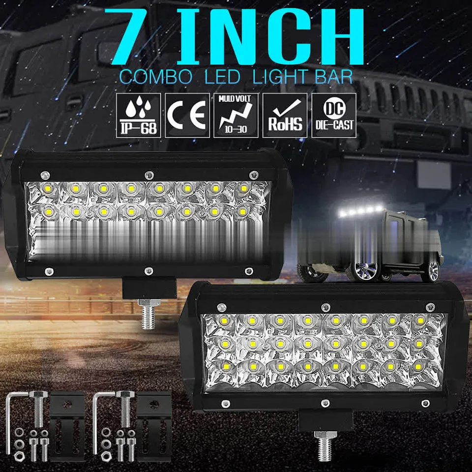 

7 Inch 72W Led Work Light Bar Tri-Row Led Off Road 4x4 Fog Light Driving Light for Motorcycle Truck Tractor SUV 12V Boat
