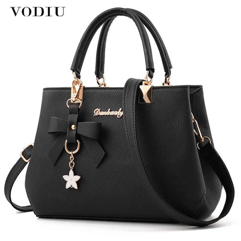 

Women Leather Bag Famous Brand Designer Bow Star Pendant Handbag Fashion Solid Style Shoulder Bags Luxury Casual Tote Silng Bag