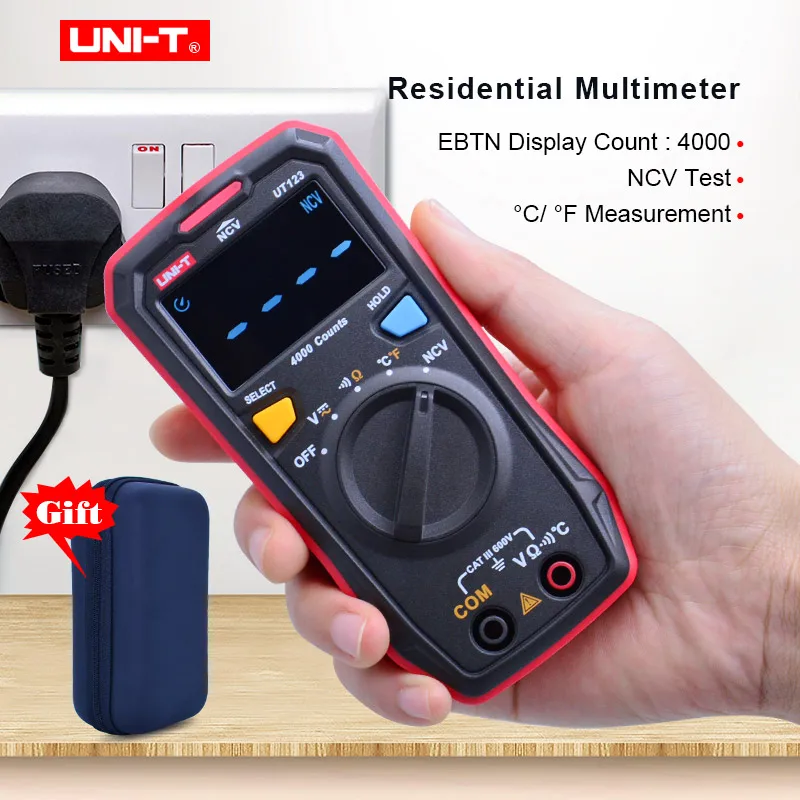 

UNI-T UT123 Mini Digital Multimeter;AC DC Voltage meter;Resistance(Ohm) Temperatue tester;NCV/Continuity Test/EBTN Color Screen