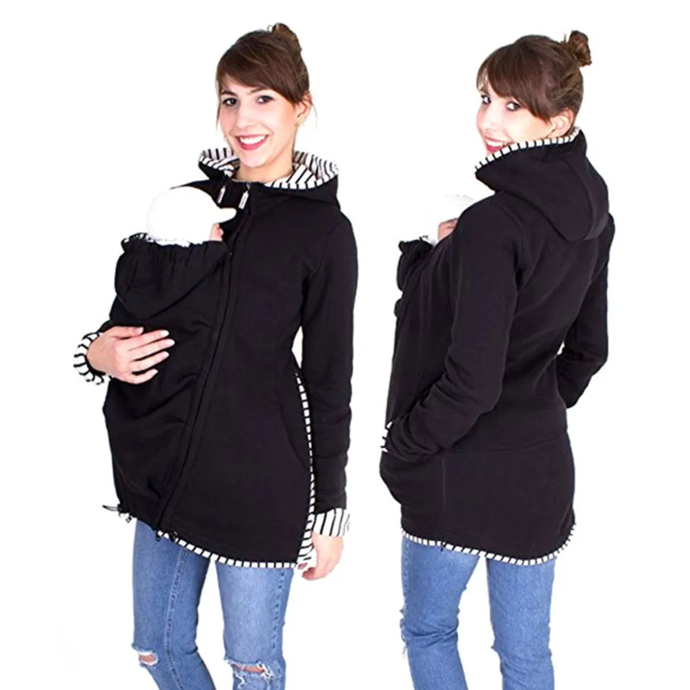

Autumn Winter New XXL Women's Black Pullover Gray Hoodies Large Size Parenting Child Mother Kangaroo Hoody Sweatshirt Pregnant