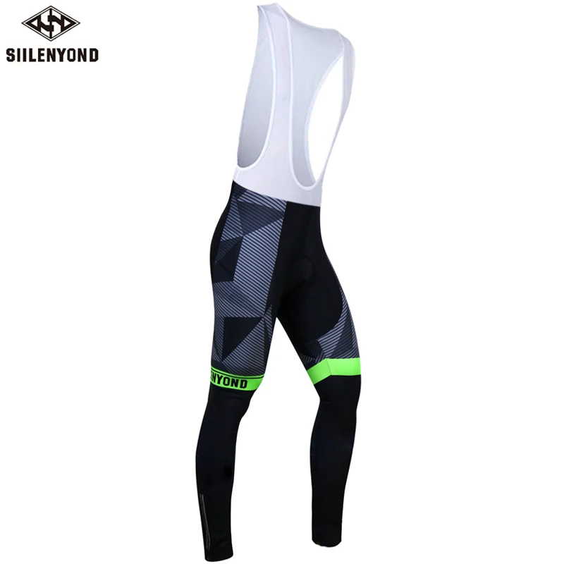 

Siilenyond Winter Cycling Bib Pants Mountian Bike Cycling Tight Thermal Fleece Cycling Bicycle Trousers With 3D Gel Padded