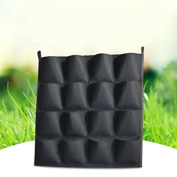 

Practical black 16 Pocket Wall Flower Pots Garden Planter Hanging Vertical Gardening Plant Green Field Grow Container Bag