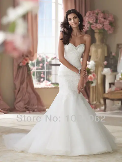 Strapless Wedding Dress with Embroidered Bodice