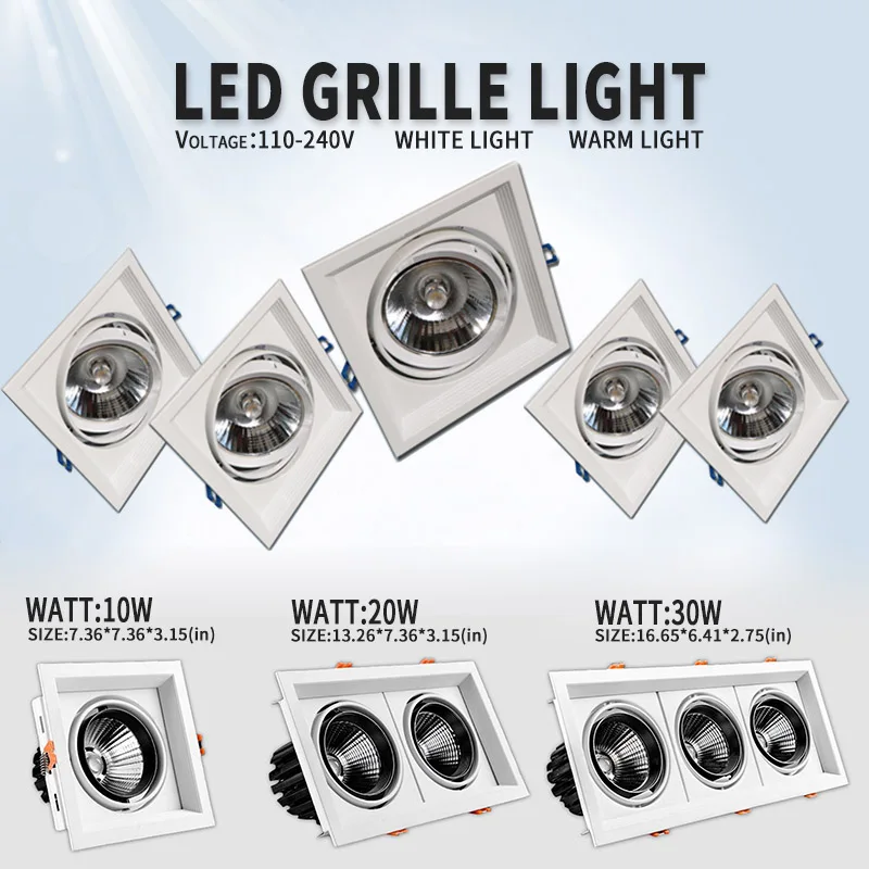

1Pcs LED square Downlight Dimmable Ceiling 10W 20W 30w 110V-220V Recessed led ceiling lamp Spot light Bulbs For Home Lighting