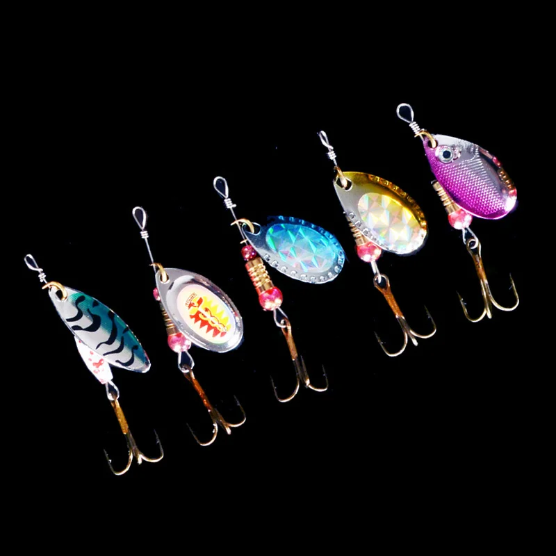 hot sale 5pcs Spinner Fishing Lures Fishing spinner Tackle paillette spoon Lures Mix Color/size Free shipping