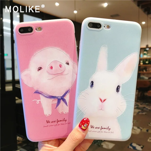 Best Price MOLIKE Silicone Case for iPhone 7 8 X Soft TPU Plain Phone Case for iPhone 5 5s SE 6 6s S Plus 7 8 Plus X Cute Pig Matte Cover