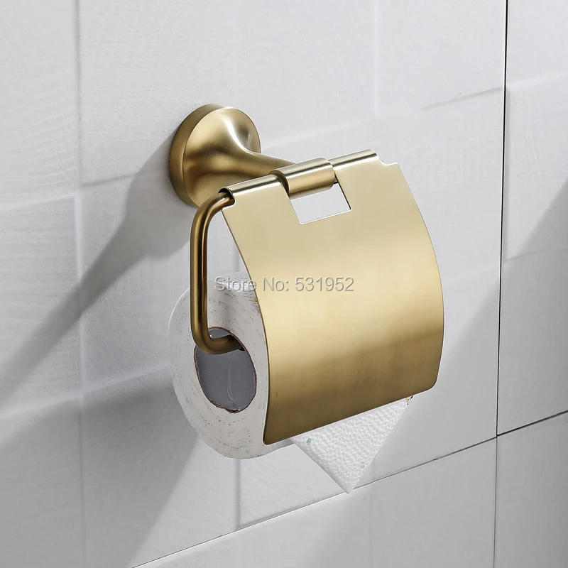 Juego de Herramientas de baño de acero inoxidable SUS 304, soporte de papel dorado cepillado, soporte para toallero, soporte para cepillo de baño, bronce cepillado