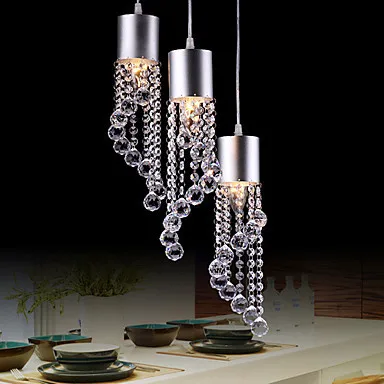 

Modern/Contemporary Crystal Dainty 3 Lights Pendant In Wave Shape E12/E14 For Game Room, Kids Room, Bathroom, Living Room