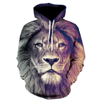 

Men's 3d lion's head hoodie with a new animal-character print hoodie for fall, and 2019 brand hoodie with a stylish tracksuit st