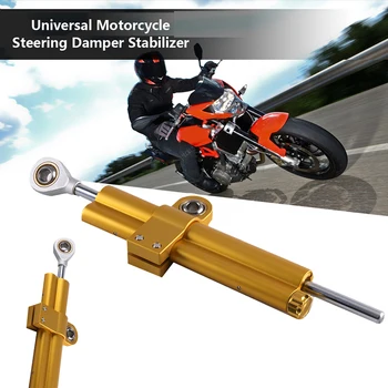 

1x Gold Universal CNC 6061-T6 Aluminum Alloy Motorcycle Steering Damper Transverse Linear Wobble Stabilize Safety Control