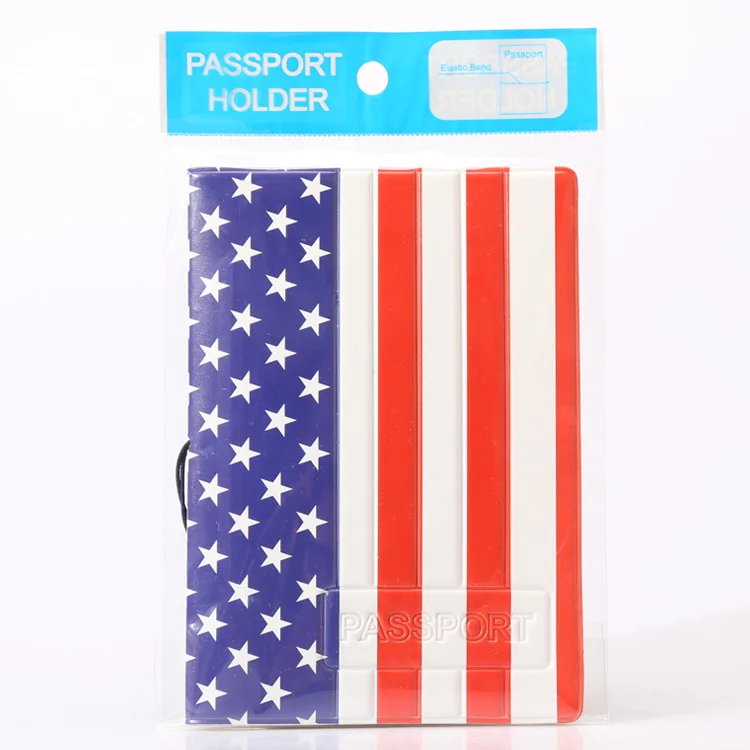 Национальный Флаг ПВХ Кожа Владельца паспорта, 3D Дизайн Паспорт Мешок Обложка Паспорта Мужской 14*10 СМ - Цвет: The American flag