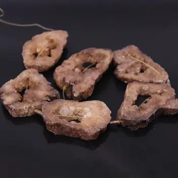 

Approx6PCS Strands Large Size Brown Raw Crystal Drusy Druzy Agates Quartz Geode Slab Slice Nugget Loose Beads Pendant Jewelry