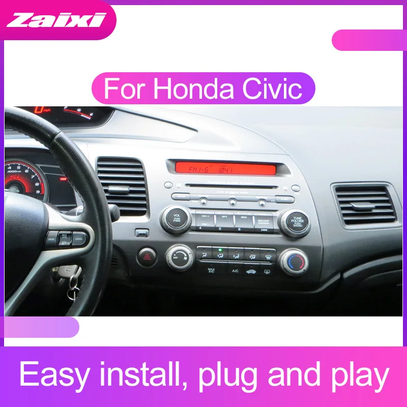 Excellent ZaiXi Android Car Multimedia player 2 Din WIFI GPS Navigation Autoradio For Honda Civic 2006~2011 GPS Radio FM Maps BT 5