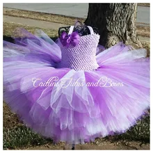 Pink Blue Purple Tulle Tutu Dress Girls Flower Girl Dresses Baby Kid Birthday Photo Party Wedding