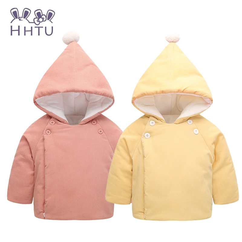 

HHTU Big Hat Corduroy Loose Coat Baby Clothes Baby Toddler Girls Fall Winter Horn Button Hooded Pea Coat Outerwear Jacket