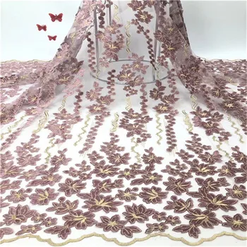 

2019 Latest African Laces Embroidered Nigerian Laces Fabric High Quality Dubai French Mesh Lace Fabric 5 Yards