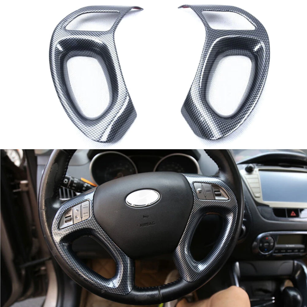 

BBQ@FUKA 2 PCS Car Steering Wheel Cover Trim Interior Carbon Fiber Styling Fit For Hyundai IX35 2010 2011 2012 2013 2014 2015