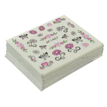 50 feuilles Styles mixtes filigrane fleur chat Etc autocollants Nail Art conseils de transfert d'eau décalcomanies beauté temporaire tatouages outils(China)