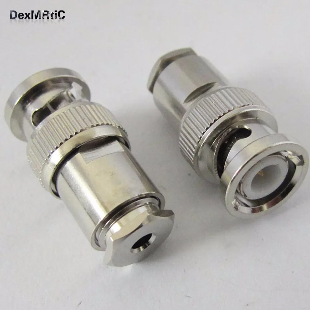 1PC BNC male plug RF coax connector clamp for RG58 RG142 cable straight nickel NEW wholesale brand new check valve air compressor 3 port accessories brass connector tool high quality male threaded nickel plating