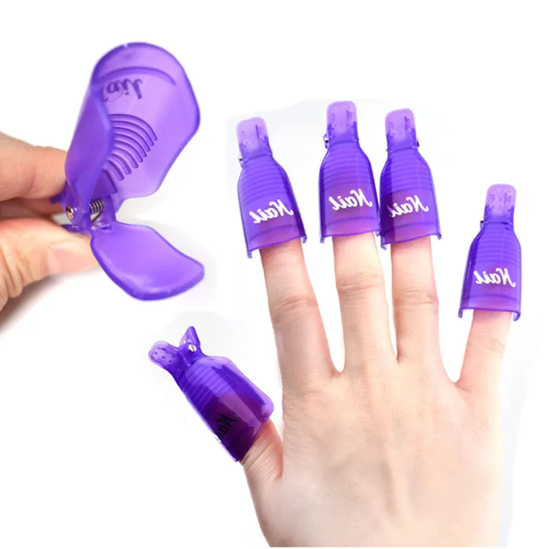 Professional 10PCS Set Reuseable Nail Polish Remover Soak Off Cap Clip 