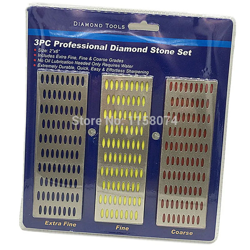 Set Of Large Diamond Hone Sharpening Stone Block Extra Fine Coarse Set