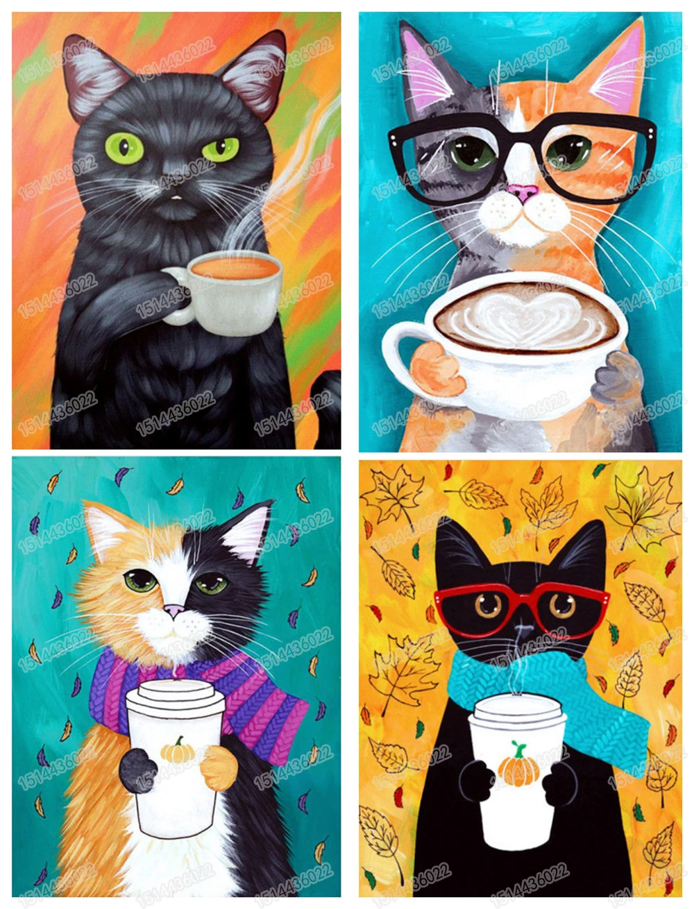 Full Round Drill 5D DIY Diamond Painting &quotCartoon Coffee cat&quot 3D Embroidery Cross Stitch 2019 Home Decor Gift | Дом и сад