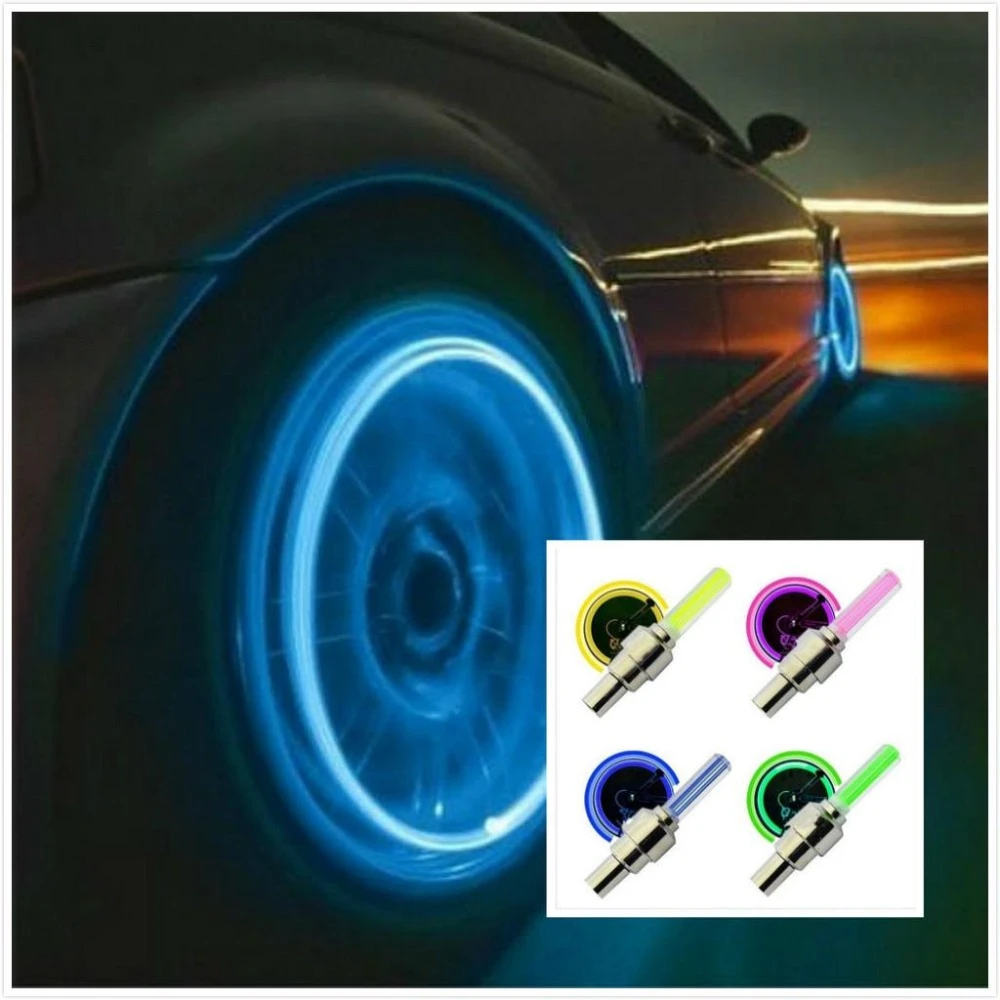 2 個車のホイールの Led ライトマウンテンバイクタイヤバルブキャップ装飾ランタンタイヤのバルブキャップはネオンランプ Aliexpress Automobiles Motorcycles