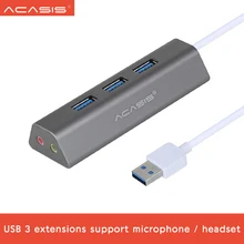 3-Порты и разъёмы USB 3,0 HUB адаптер три порта USB расширения концентратор Высокоскоростной микрофон Звуковой адаптер комбинированный